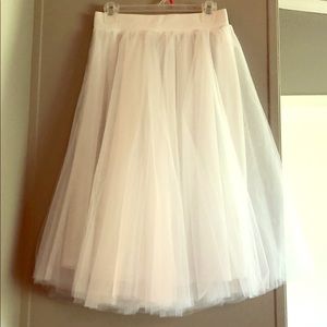 White Tulle Midi Skirt